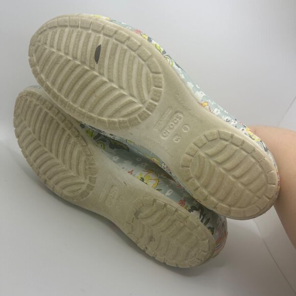 Crocs Floral Print Slip-On Flats Lightweight Comfort Casual Shoes 9 - Picture 8 of 8